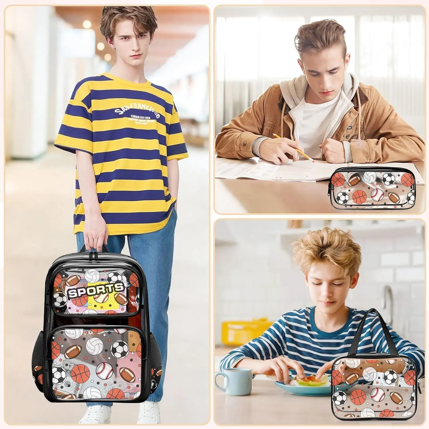 Clear Backpack for Boys and Girls,Kids Clear Backpacks for School,Heavy Duty Transparent Bookbag Stadium Approved
