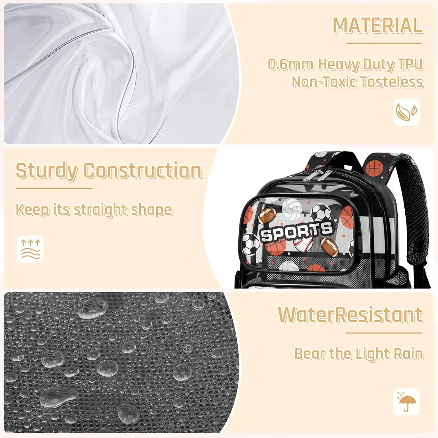 Clear Backpack for Boys and Girls,Kids Clear Backpacks for School,Heavy Duty Transparent Bookbag Stadium Approved