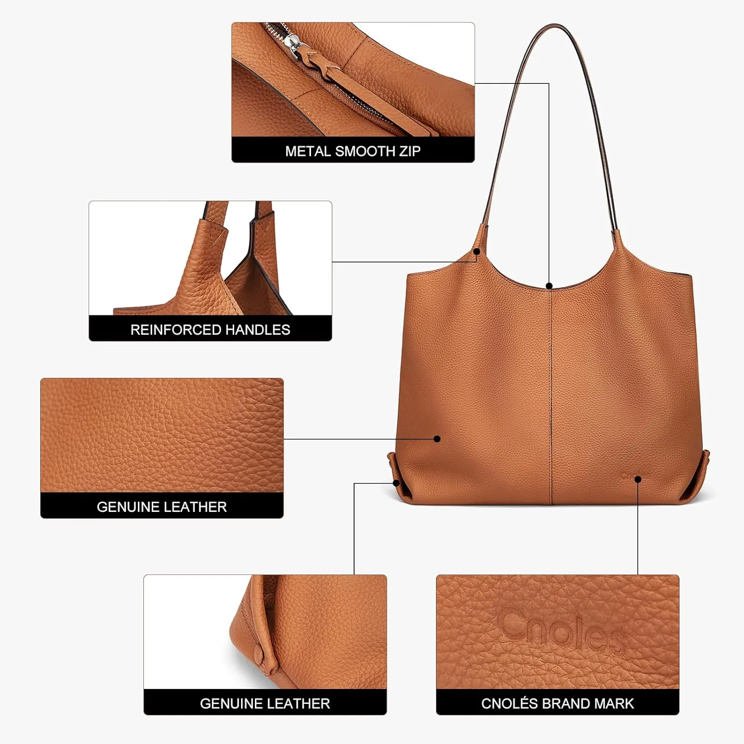 Cnoles Hobo Bag for Women Shoulder Tote Bag Ladies Top Handle Handbag Soft Genuine Leather Top-handle Purse