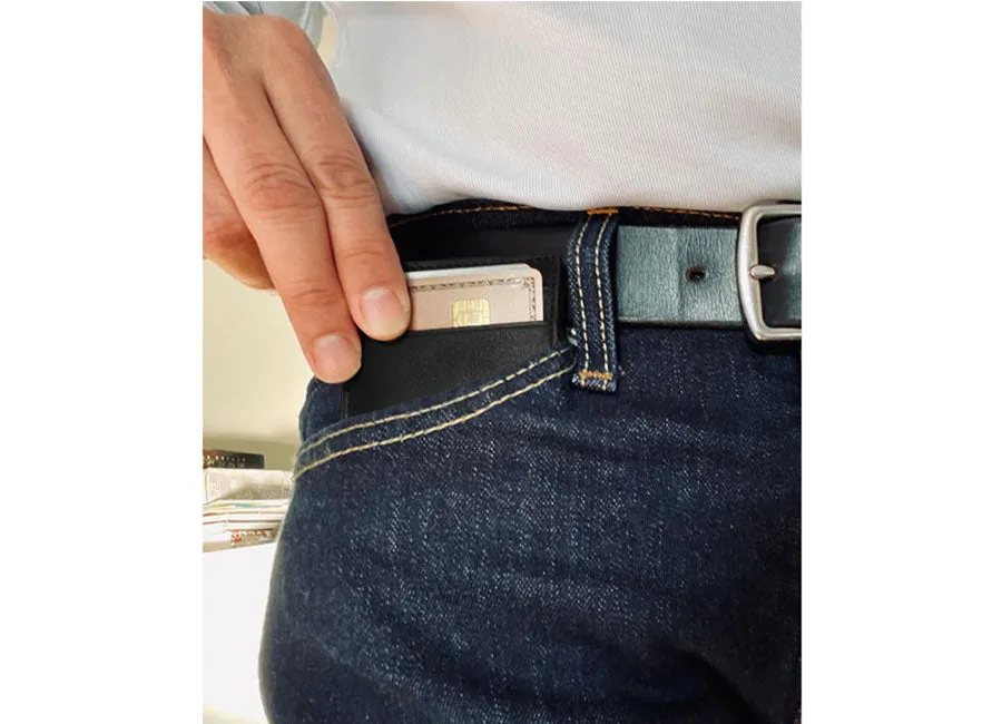DAVEK SLIM WALLET with mini pen - BLACK