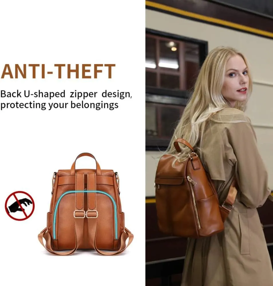 Kattee Women's Anti-Theft Backpack Purse Genuine Leather Shoulder Bag Fashion Ladies Satchel Bags