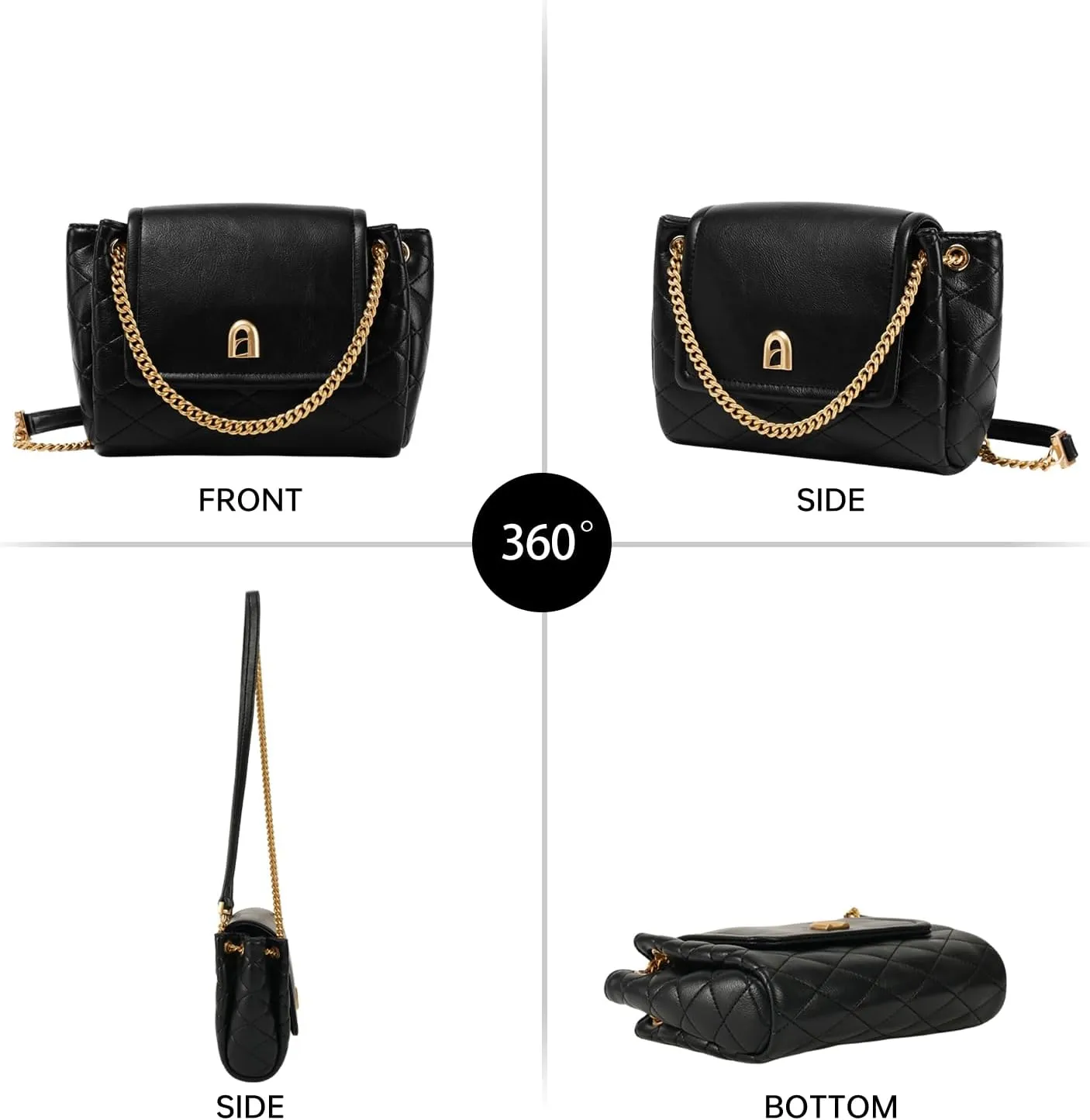 LAFESTIN Small Quilted Crossbody Bags For Women With Chain Strap, Trendy Shoulder Bag Soft Clutch Womens Crossbody Handbags