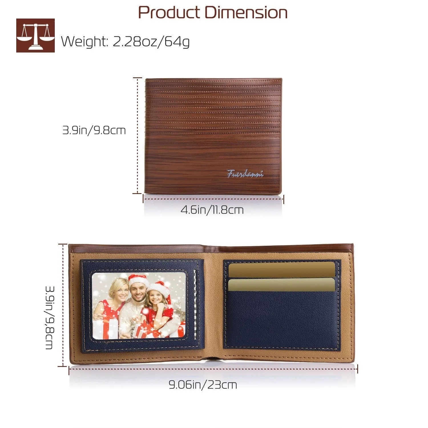 Men's Wallet PU Leather Bifold Purse Credit Card Holders