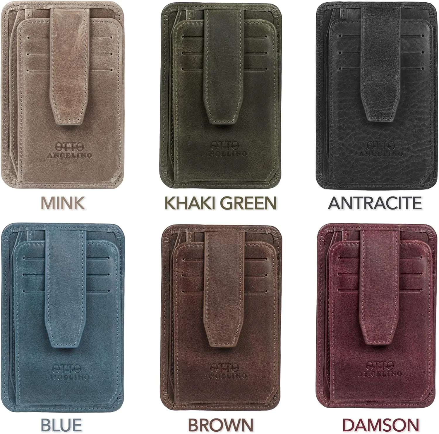 Otto Angelino RFID Blocking Minimalist Mens Wallet - Slim, Italian Leather Credit Card Holder and Zippered Coin Slot