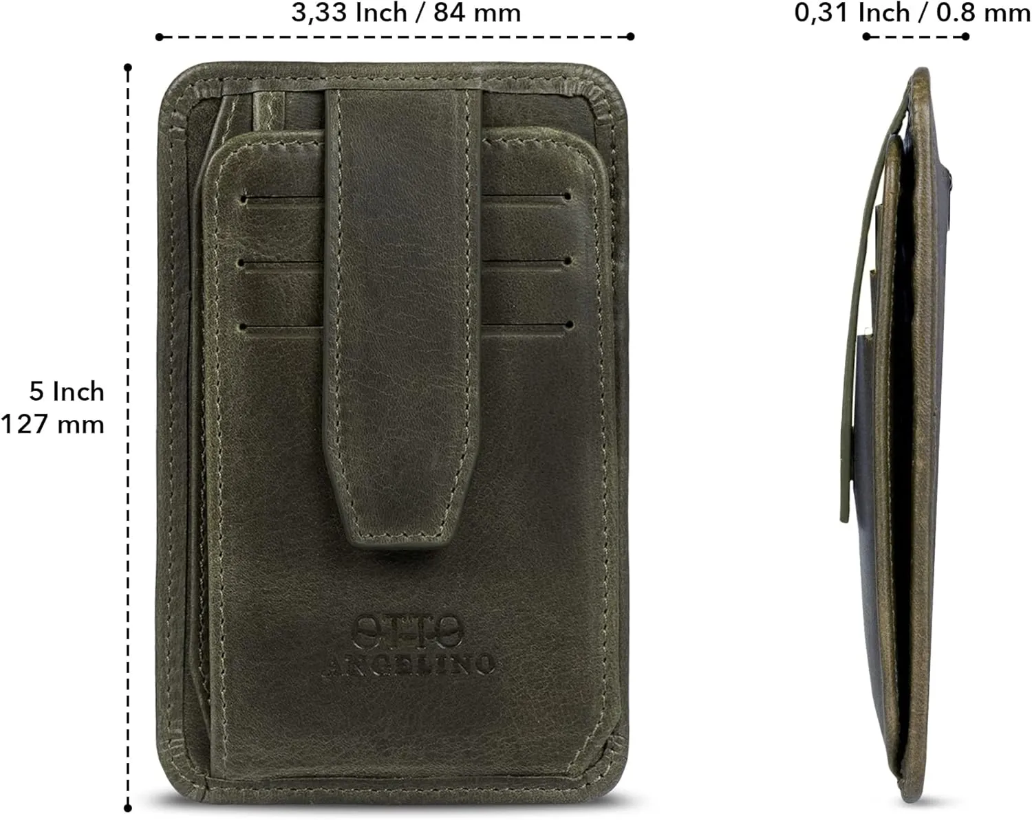 Otto Angelino RFID Blocking Minimalist Mens Wallet - Slim, Italian Leather Credit Card Holder and Zippered Coin Slot