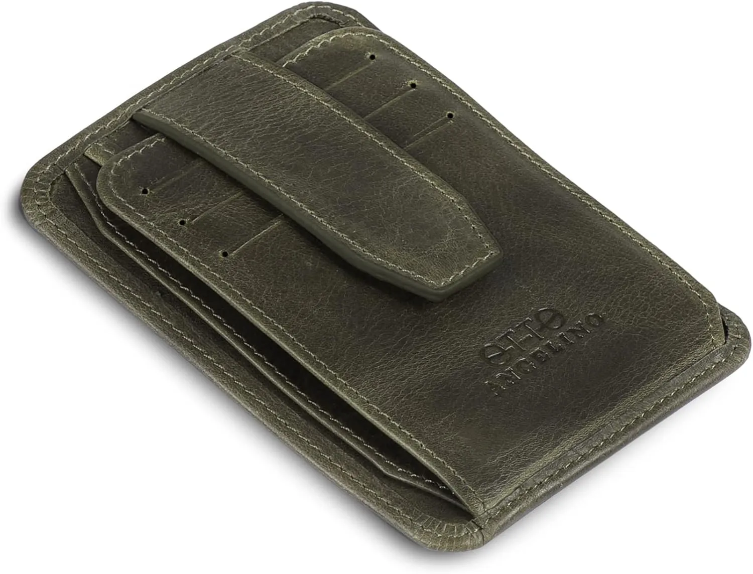 Otto Angelino RFID Blocking Minimalist Mens Wallet - Slim, Italian Leather Credit Card Holder and Zippered Coin Slot