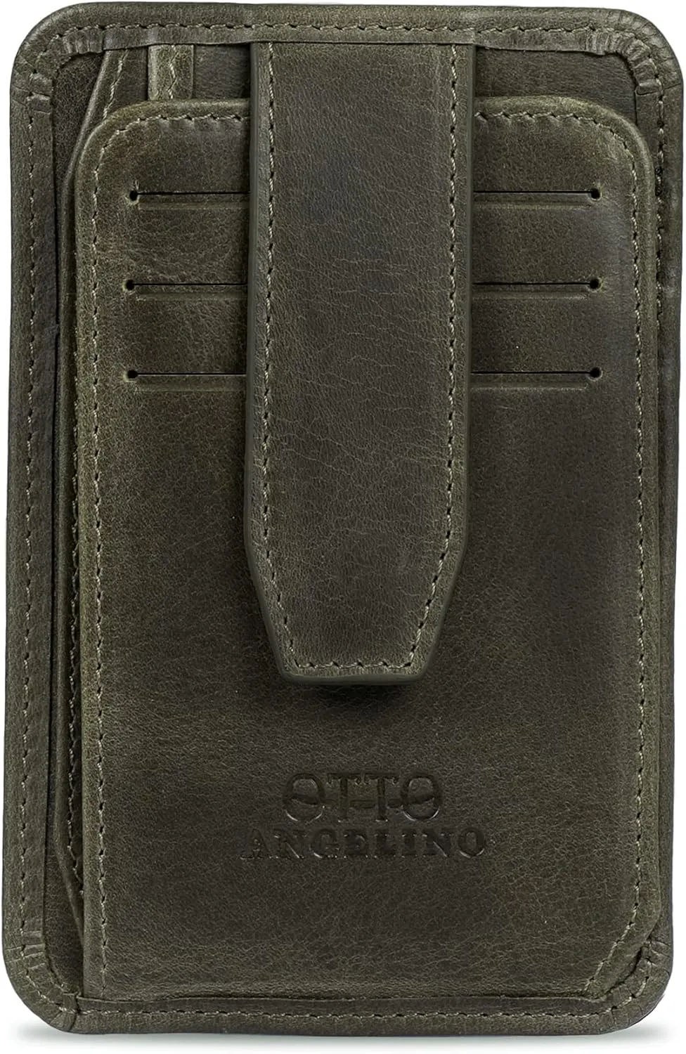 Otto Angelino RFID Blocking Minimalist Mens Wallet - Slim, Italian Leather Credit Card Holder and Zippered Coin Slot