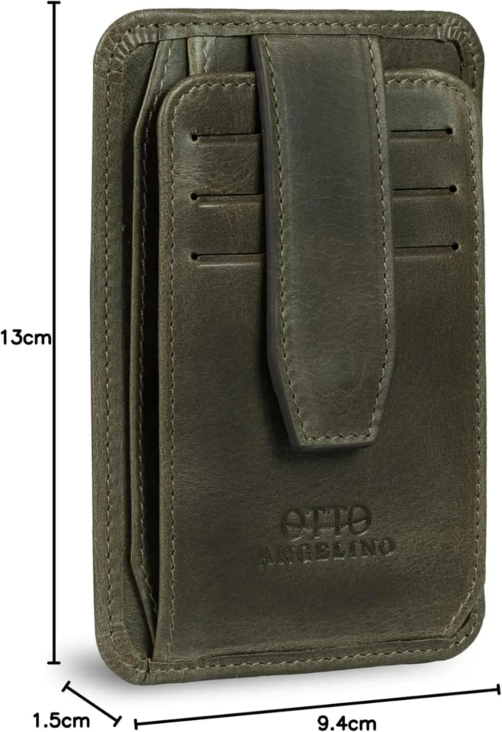 Otto Angelino RFID Blocking Minimalist Mens Wallet - Slim, Italian Leather Credit Card Holder and Zippered Coin Slot