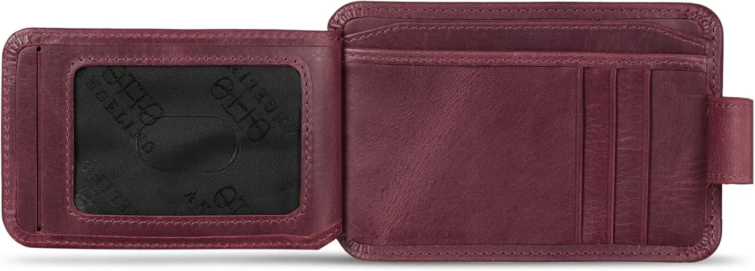 Otto Angelino RFID Blocking Minimalist Mens Wallet - Slim, Italian Leather Credit Card Holder and Zippered Coin Slot
