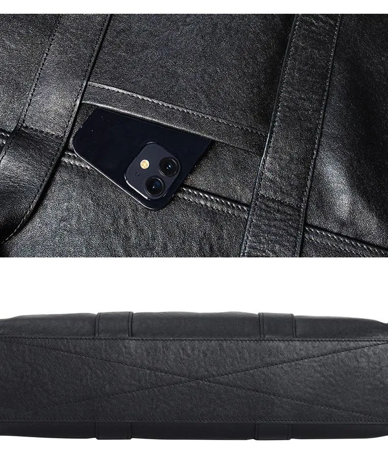 Premium Leather Mens' Suitcase Weekender | 15 Inches Leather Laptop Bag, Ladies' Briefcase, 15 Inches Laptop Bag, Men Work Tote, Business Shoulder Bag, Fashion Designer Laptop Bag Alexel Crafts
