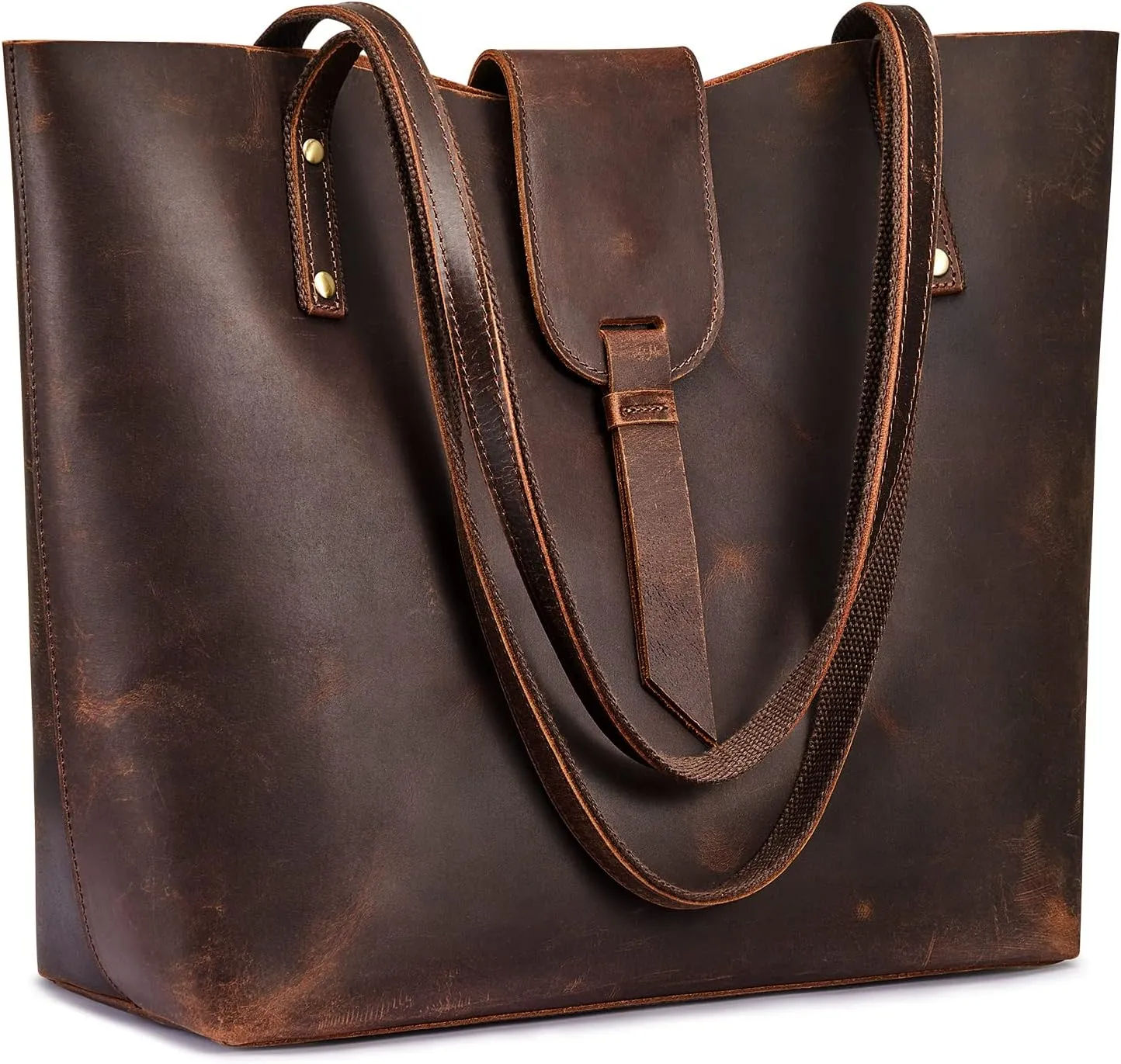 S-ZONE Genuine Leather Tote Bag for Women with Purse Organizer Large Shoulder Handbags Work