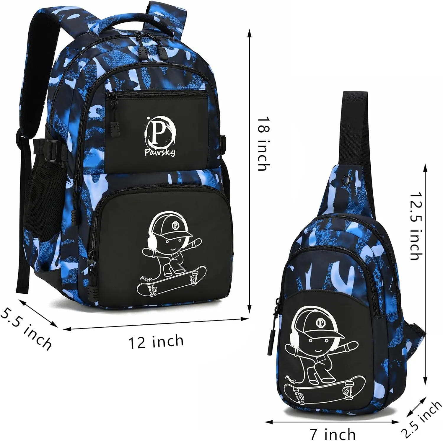 School Backpack for Boys, Anime Cartoon Luminous Backpack 17 Inch Laptop Backpack with USB Charging Port, Lightweight Bookbag for Teen Boys