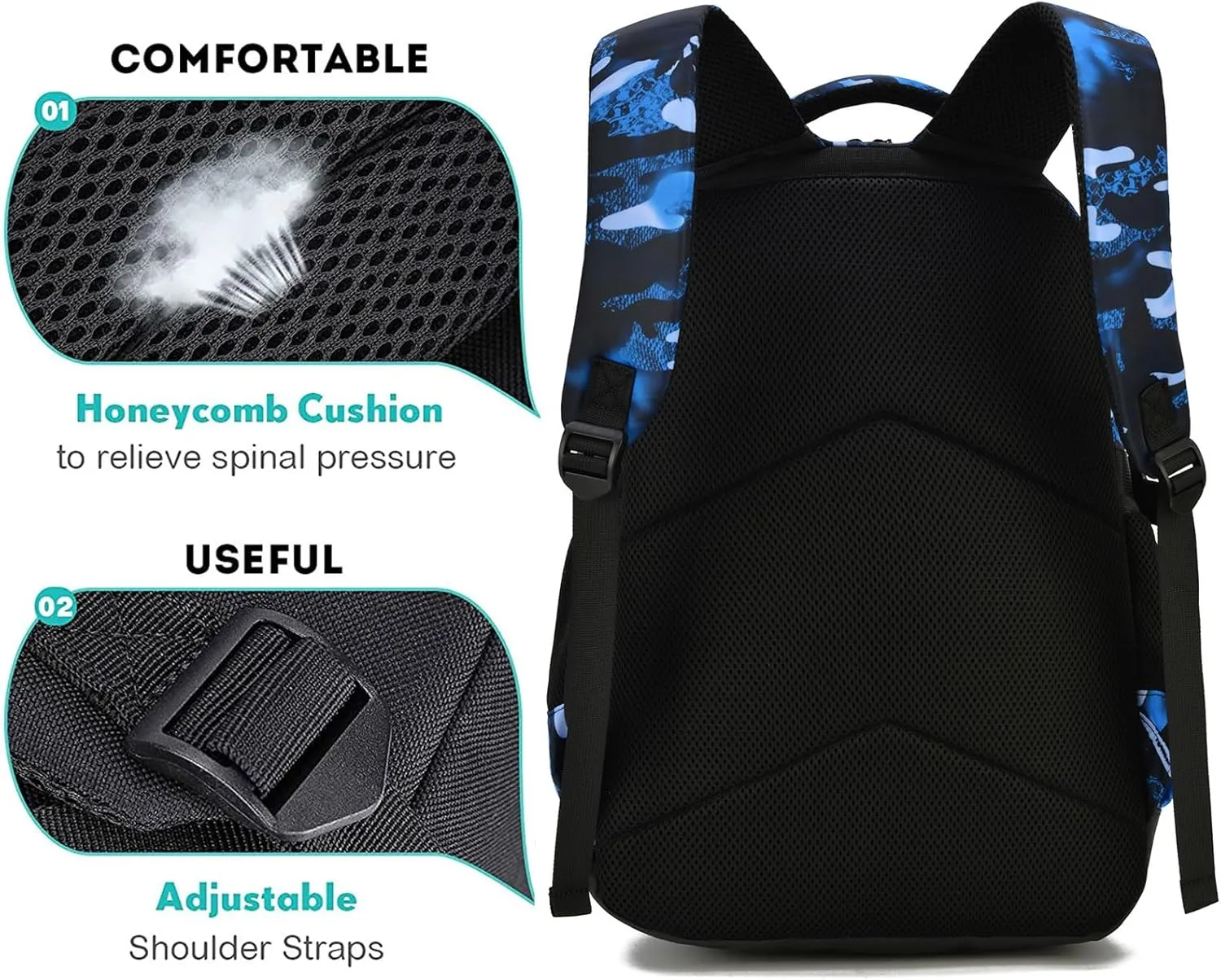 School Backpack for Boys, Anime Cartoon Luminous Backpack 17 Inch Laptop Backpack with USB Charging Port, Lightweight Bookbag for Teen Boys