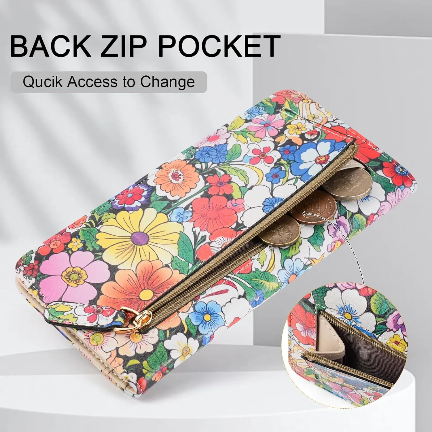 TANTIUE Wallet Women Ultra Slim Thin Leather Womens Wallet RFID Blocking Credit Card Holder Bifold Clutch Long Ladies wallet, 00-019, Fashion