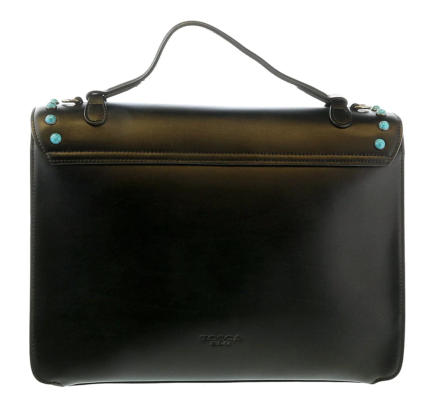 Tosca Blu Black Small Western Inspired Beaded  Flap Top Handle Bag